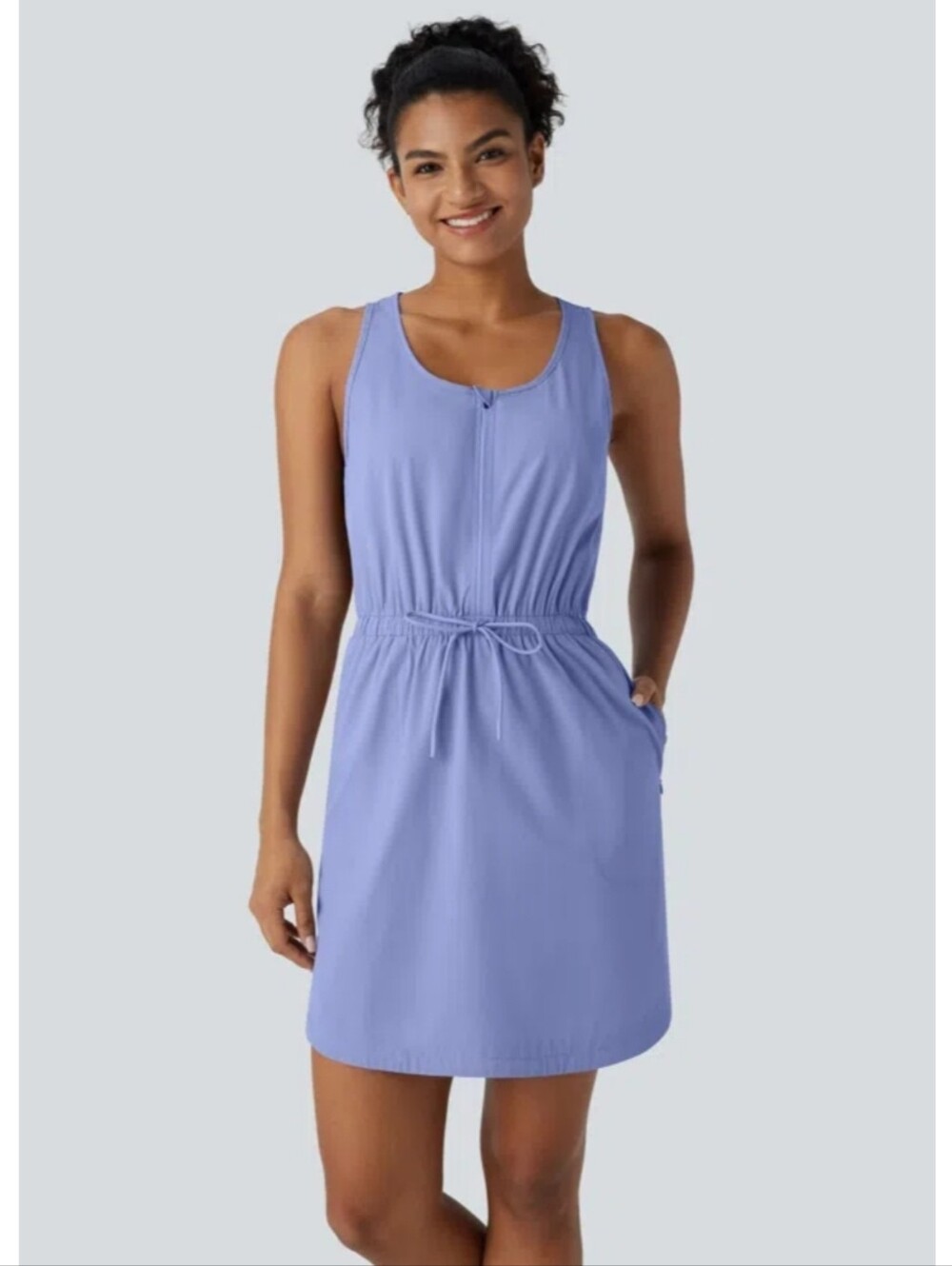 Halara Water Repellent U Neck Sleeveless Half Zip Curved Hem Hiking Dress XLarge